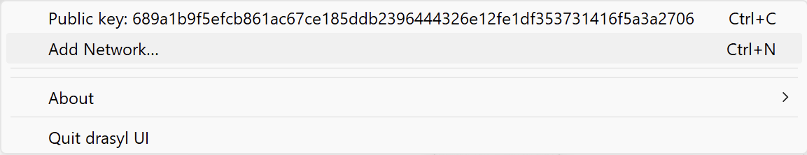 Menu showing Add Network option